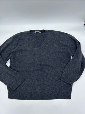 Structure Urban Wear Men's Dark Charcoal Lambs Wool V-Neck Sweater L